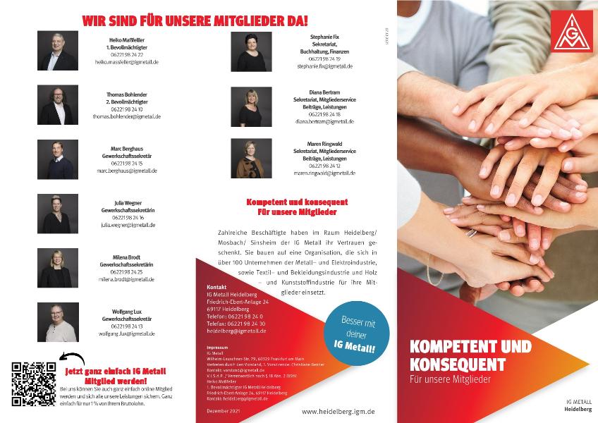 Geschäftsstellen Flyer IG Metall Heidelberg 